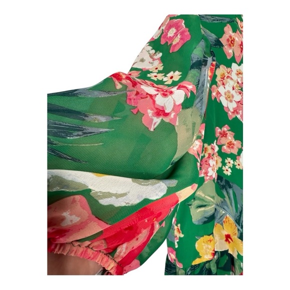 Eliza J Women’s Floral Balloon Sleeve Knee Length Dress InGreen& Pink Floral 10 - Picture 3 of 14
